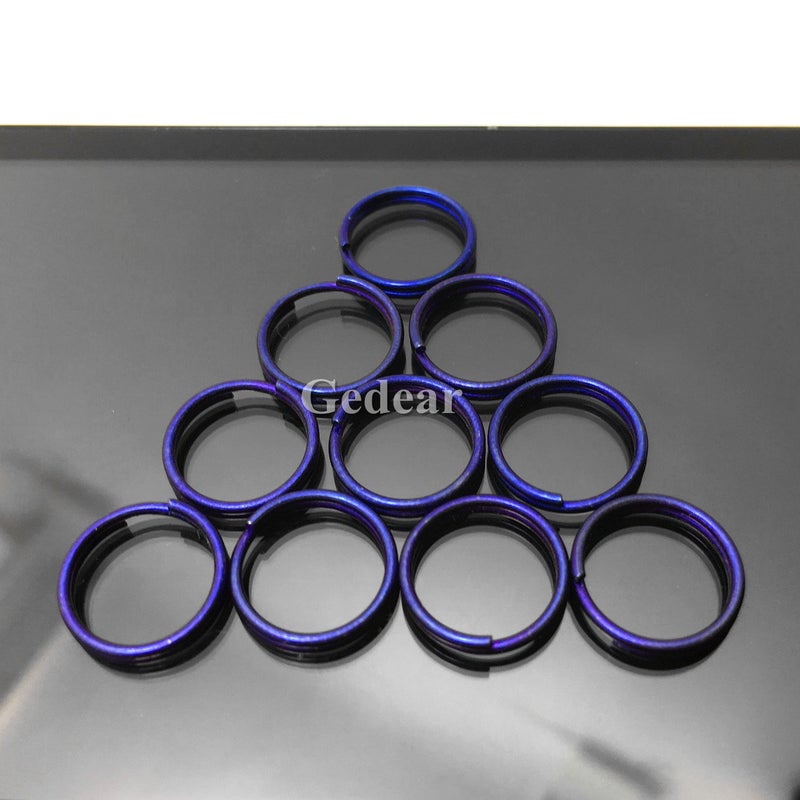 TIKING 10pcs/lots 0.47"/12mm Micro Titanium Ti Split Key Ring Keychain EDC Small Keyring Anodized Blue(12mm) - Image 1